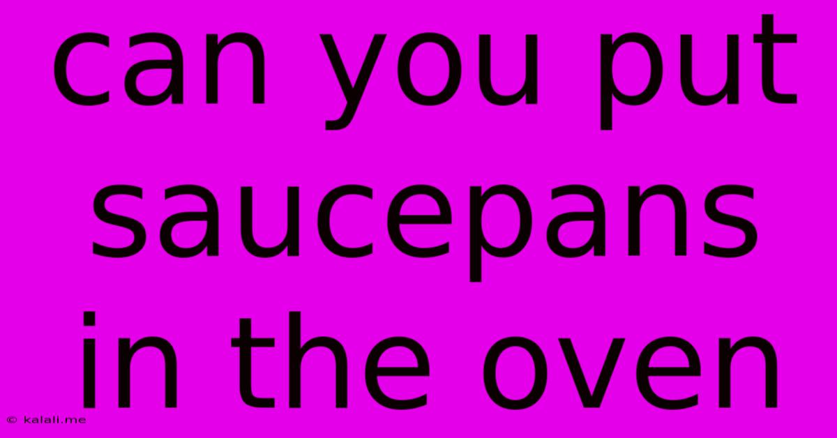 Can You Put Saucepans In The Oven