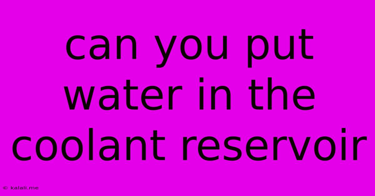 Can You Put Water In The Coolant Reservoir