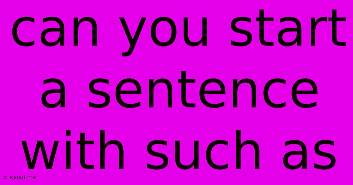 Can You Start A Sentence With Such As