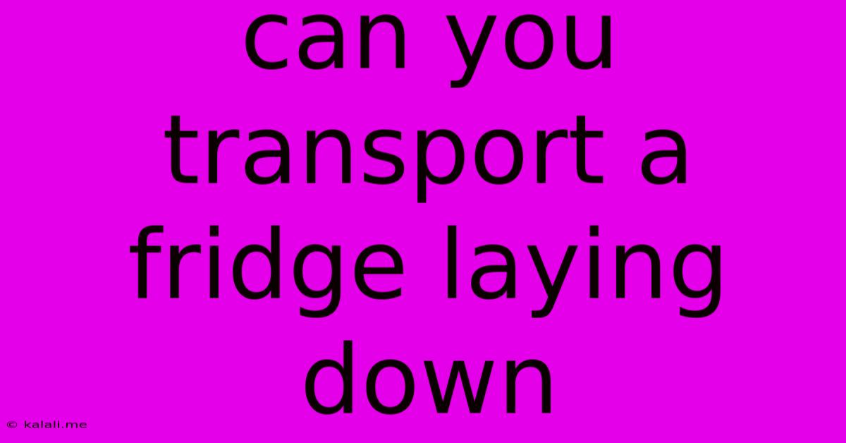 Can You Transport A Fridge Laying Down