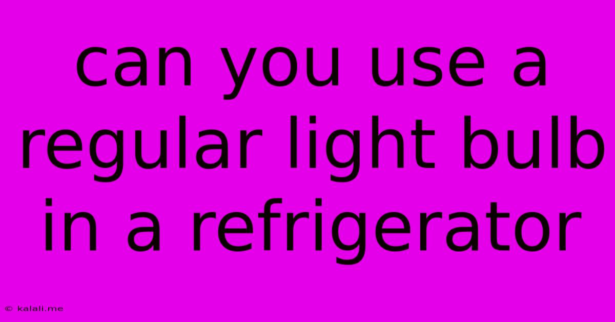 Can You Use A Regular Light Bulb In A Refrigerator