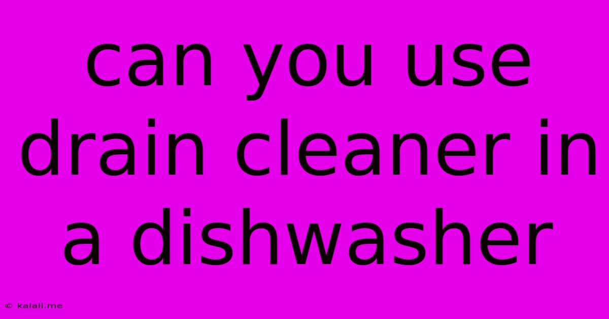 Can You Use Drain Cleaner In A Dishwasher