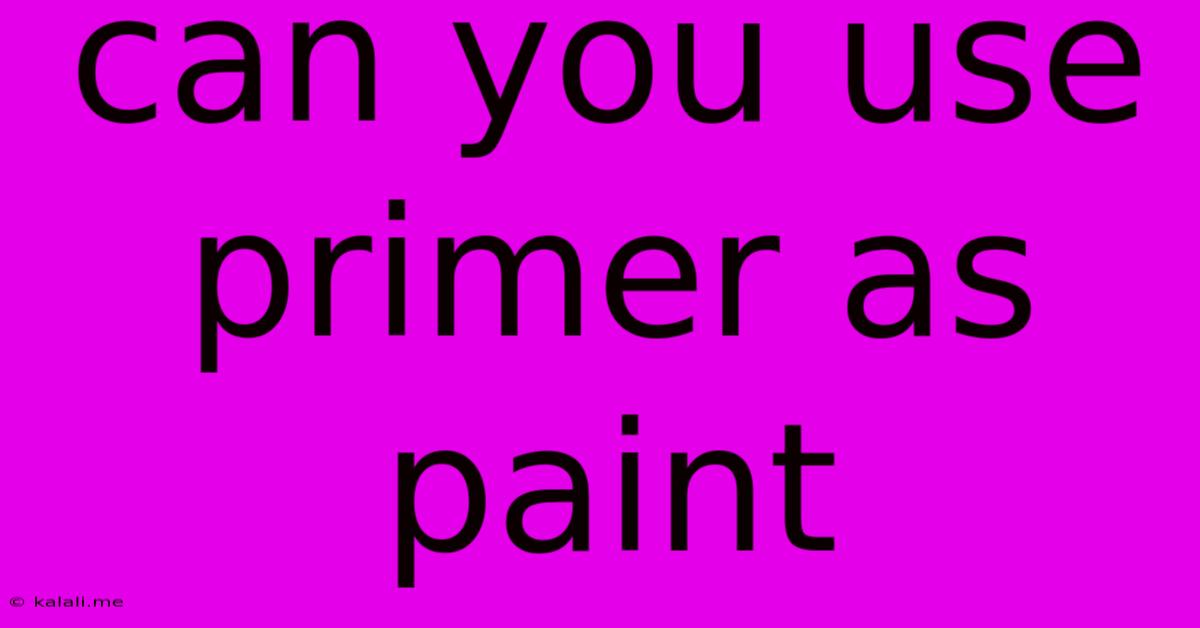 Can You Use Primer As Paint