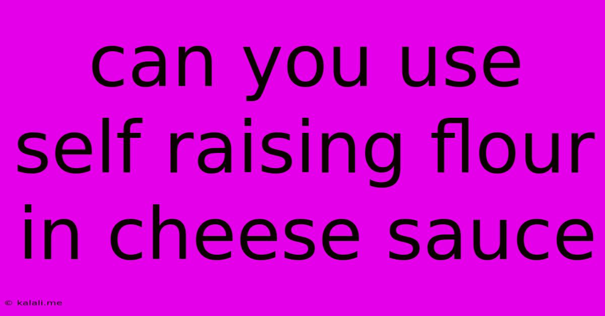 Can You Use Self Raising Flour In Cheese Sauce