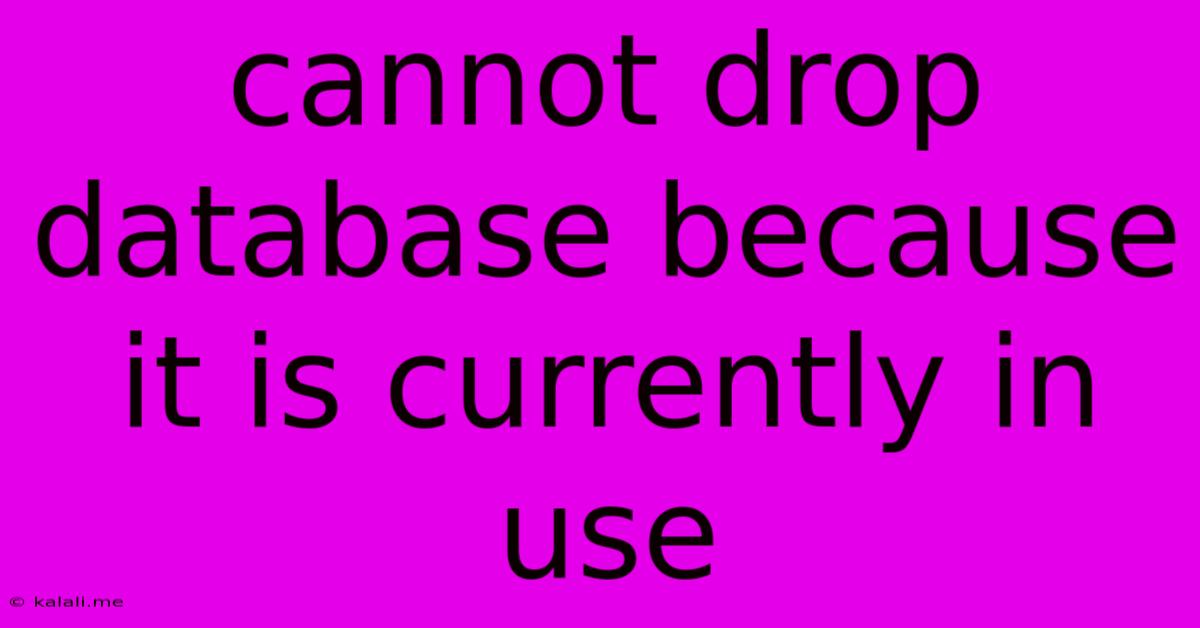 Cannot Drop Database Because It Is Currently In Use