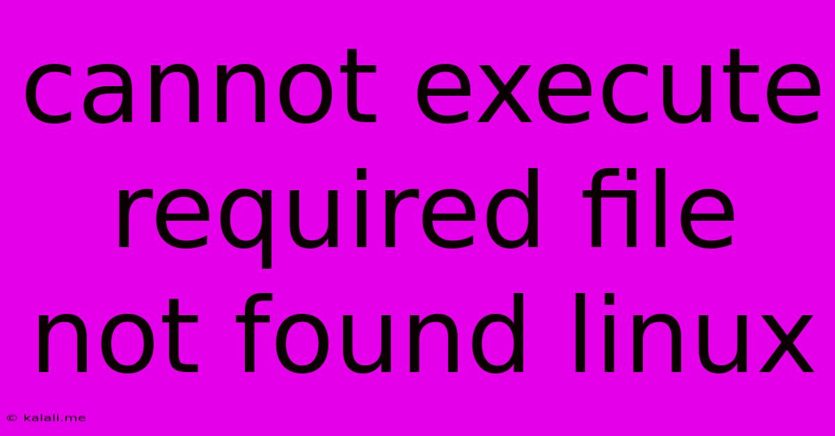 Cannot Execute Required File Not Found Linux
