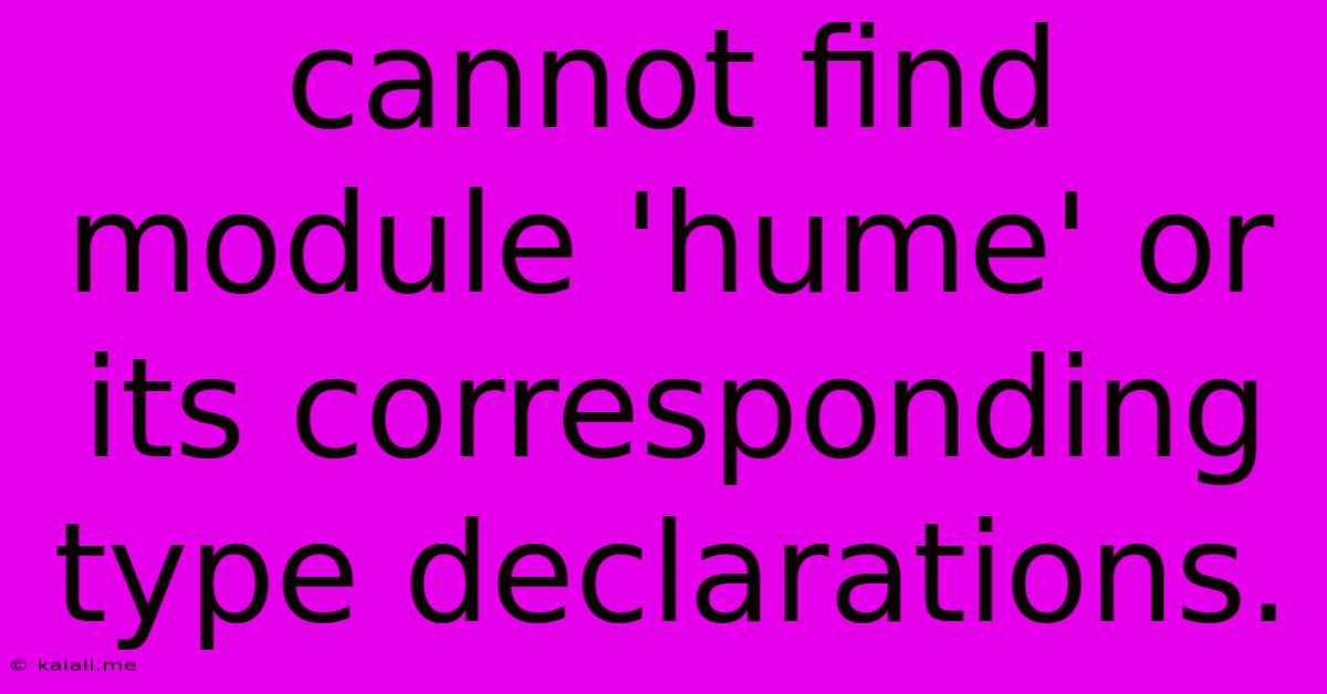 Cannot Find Module 'hume' Or Its Corresponding Type Declarations.