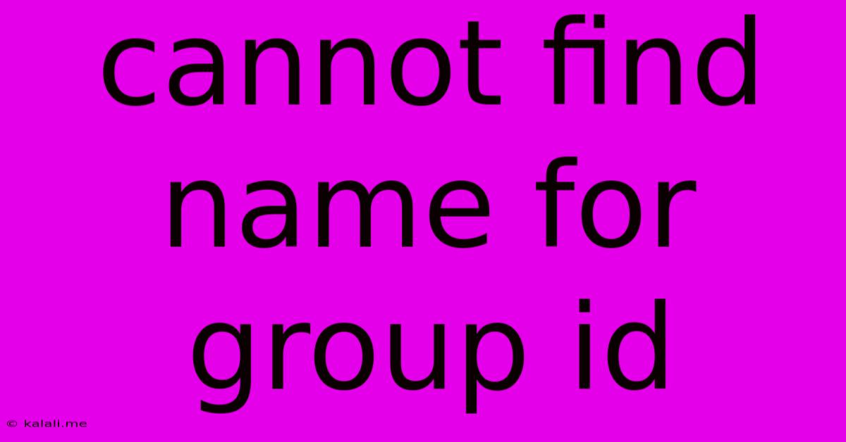 Cannot Find Name For Group Id