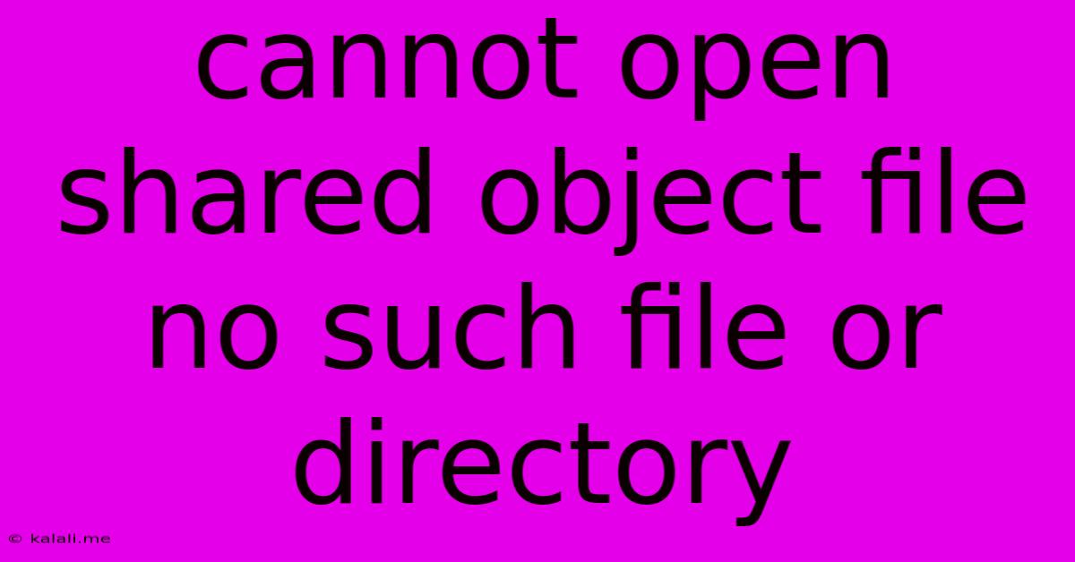 Cannot Open Shared Object File No Such File Or Directory
