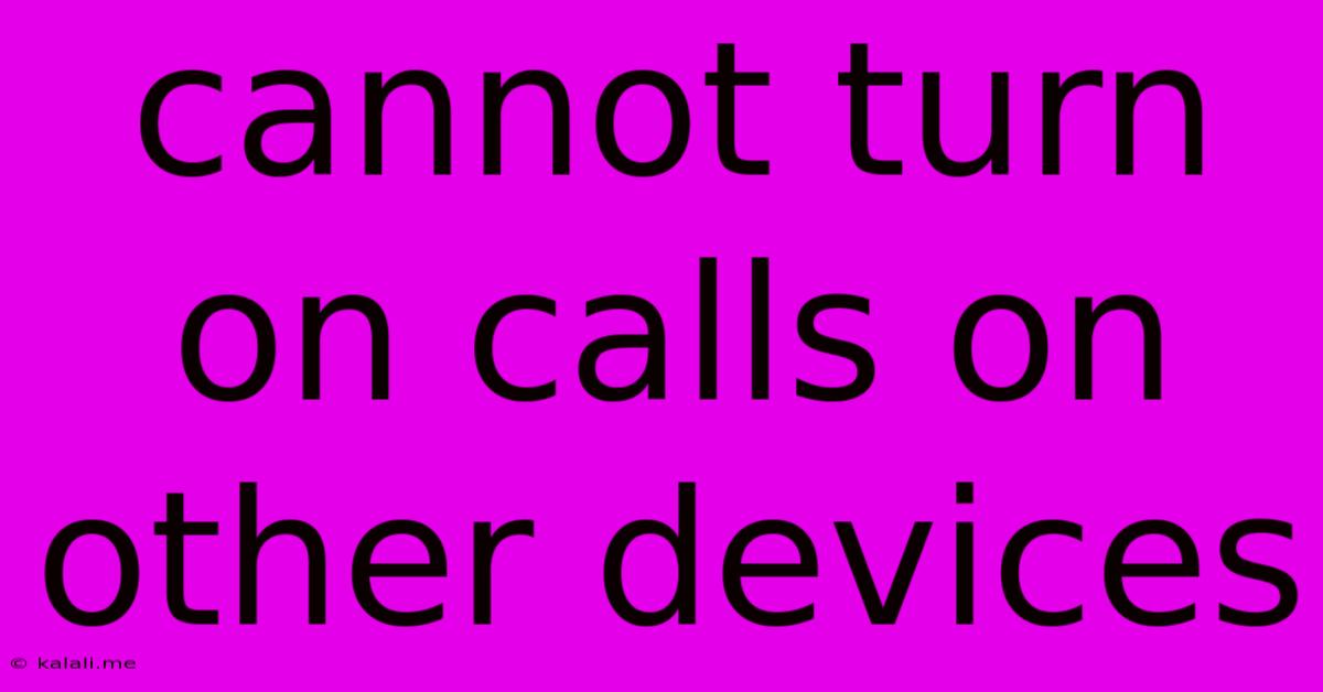 Cannot Turn On Calls On Other Devices