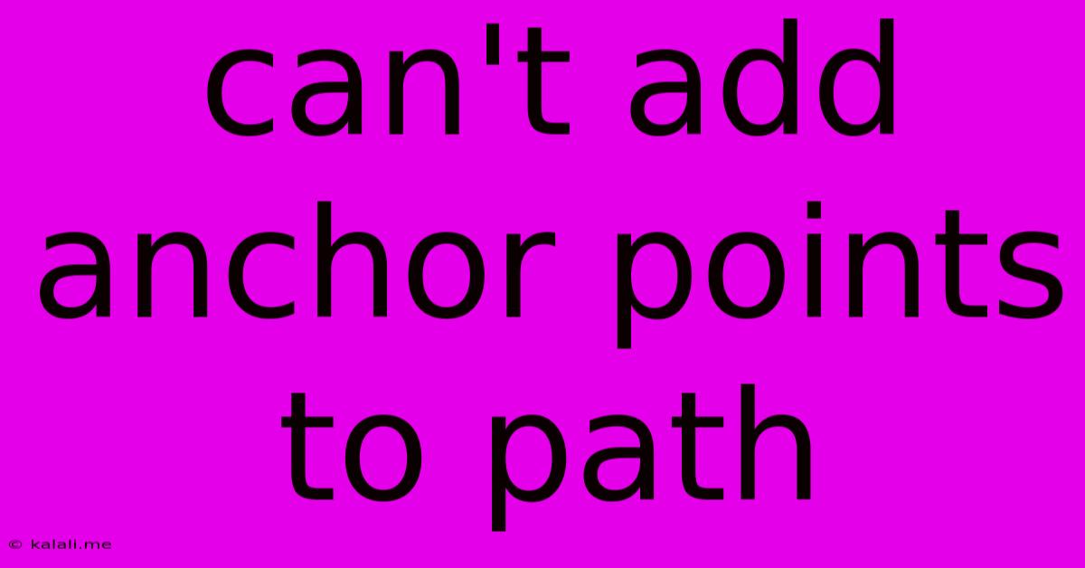 Can't Add Anchor Points To Path