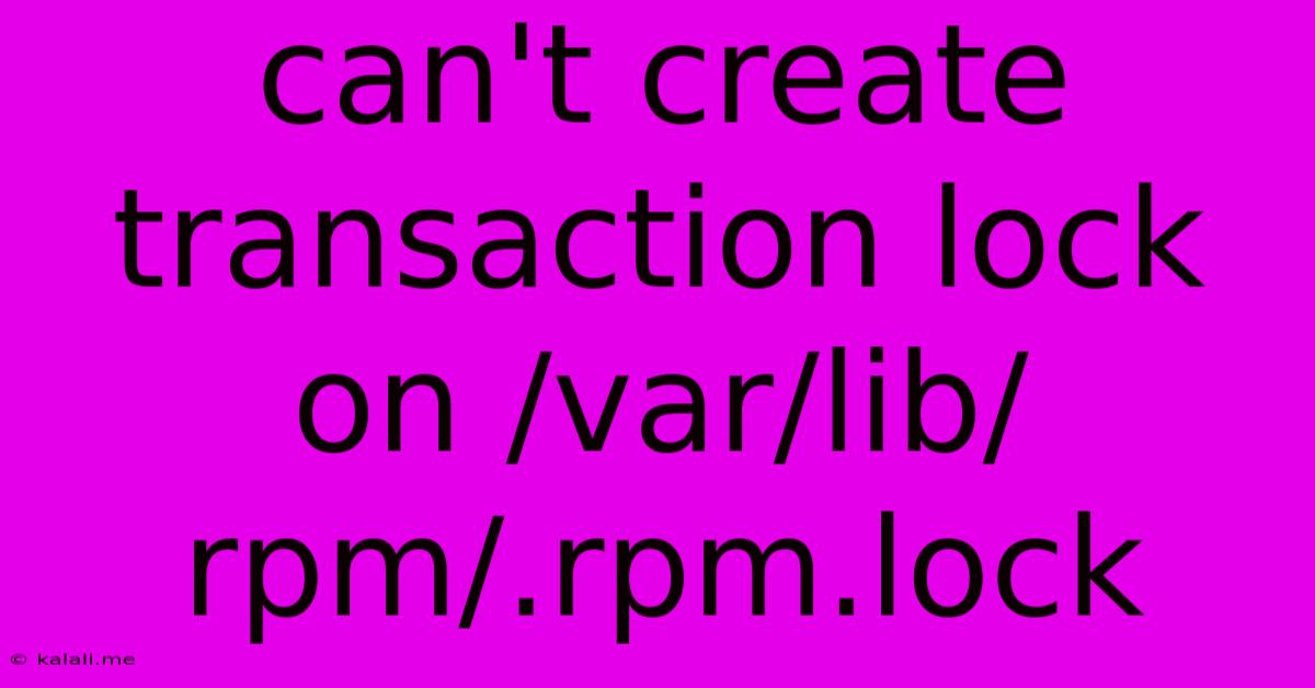 Can't Create Transaction Lock On /var/lib/rpm/.rpm.lock