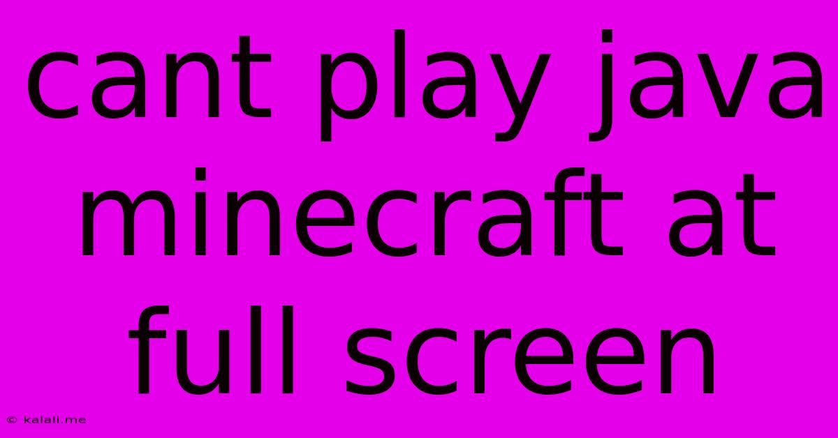 Cant Play Java Minecraft At Full Screen