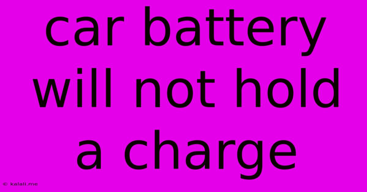 Car Battery Will Not Hold A Charge