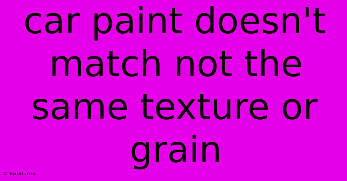 Car Paint Doesn't Match Not The Same Texture Or Grain