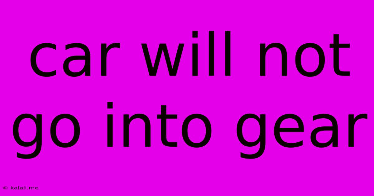 Car Will Not Go Into Gear