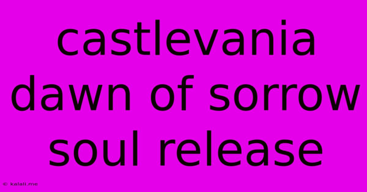 Castlevania Dawn Of Sorrow Soul Release