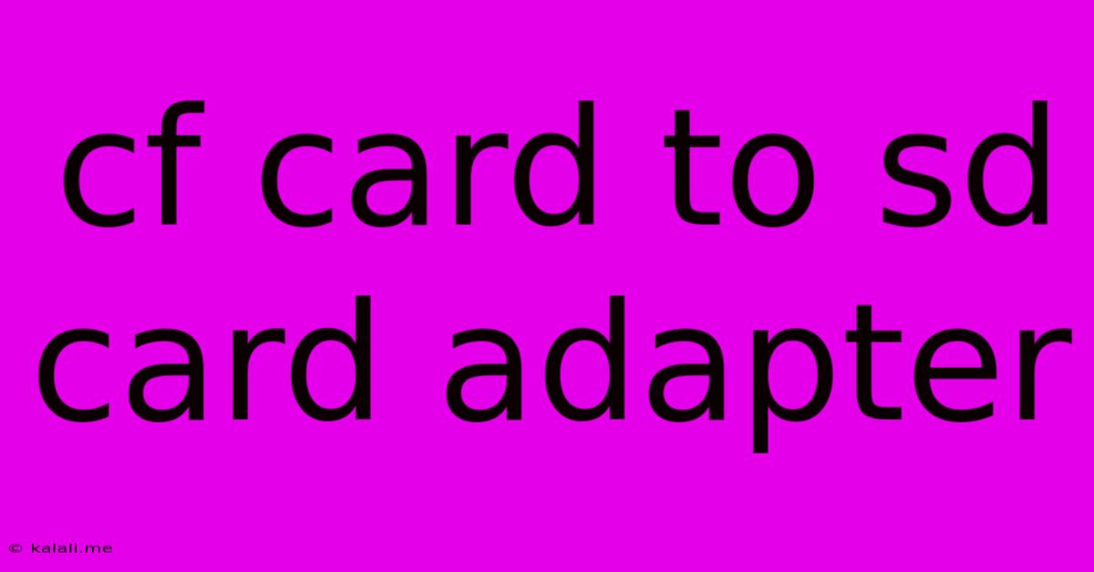 Cf Card To Sd Card Adapter