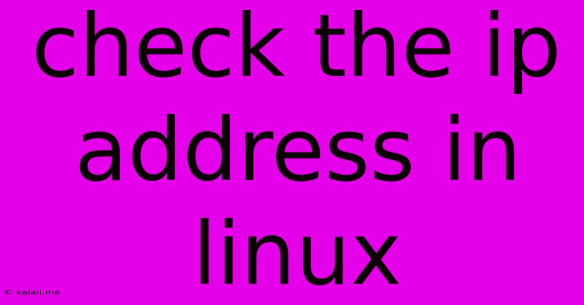 Check The Ip Address In Linux