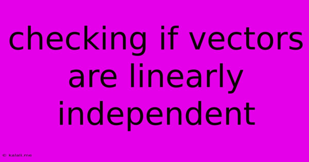 Checking If Vectors Are Linearly Independent