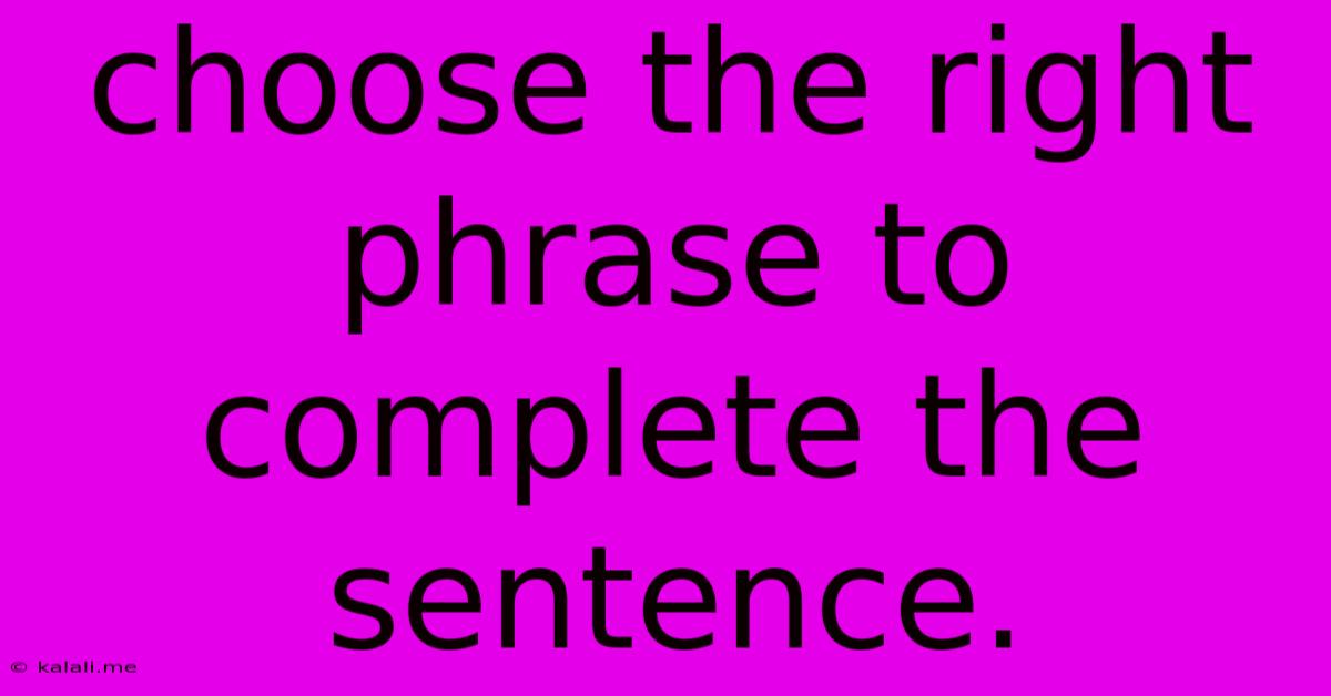 Choose The Right Phrase To Complete The Sentence.