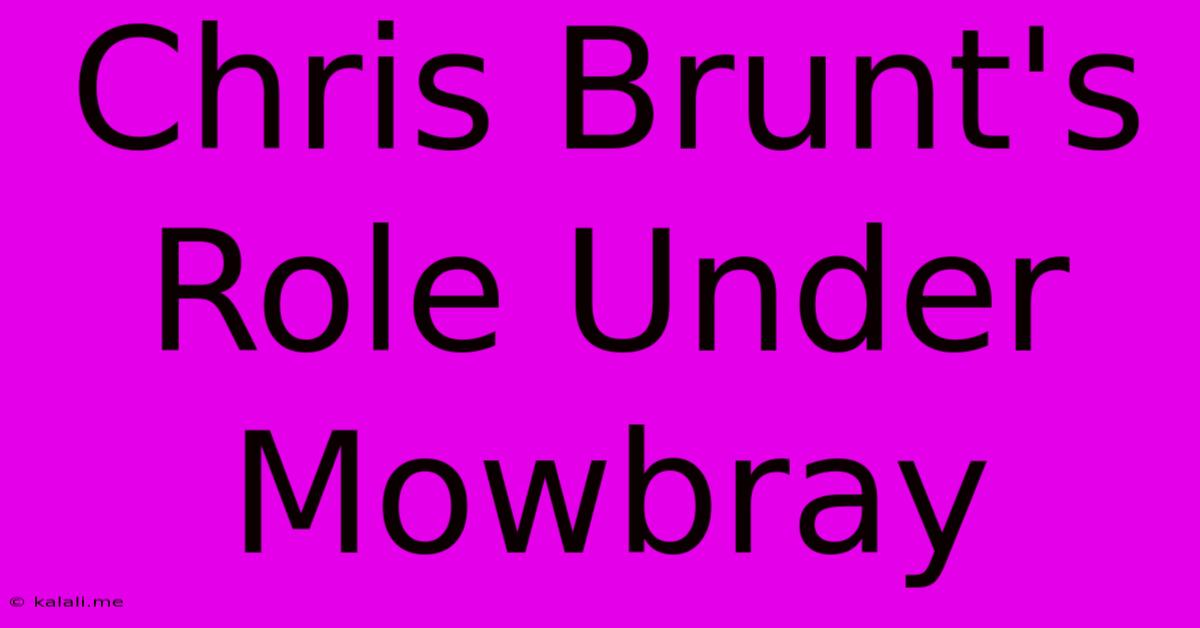 Chris Brunt's Role Under Mowbray