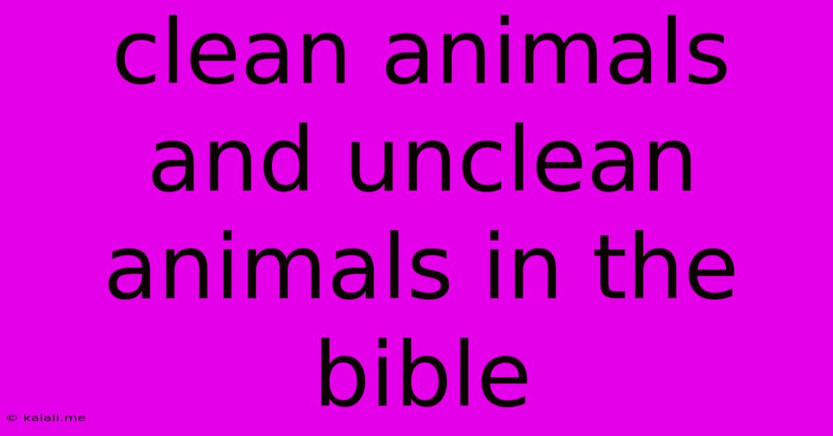 Clean Animals And Unclean Animals In The Bible