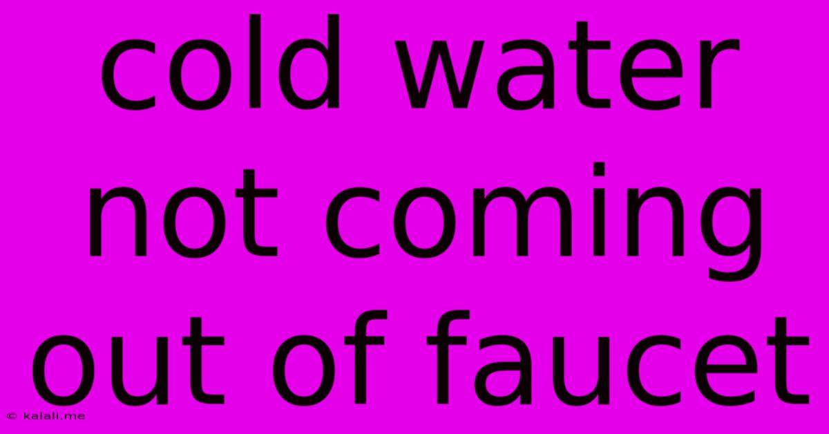 Cold Water Not Coming Out Of Faucet