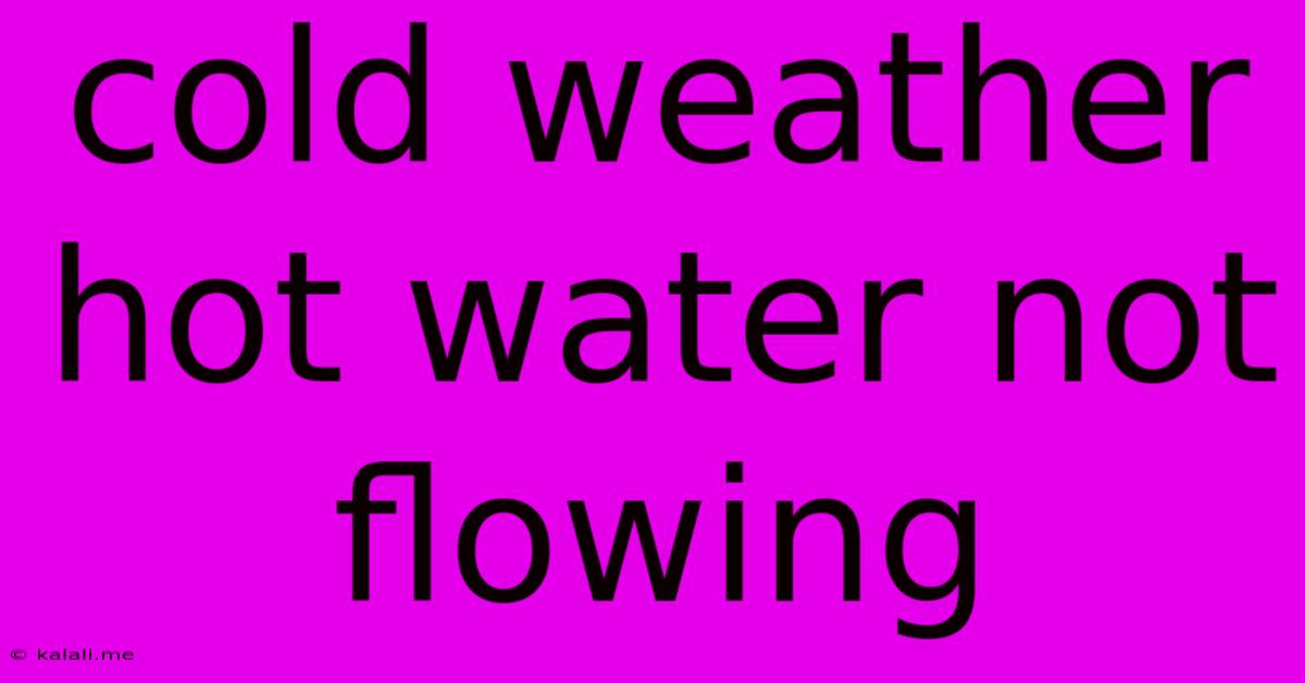 Cold Weather Hot Water Not Flowing