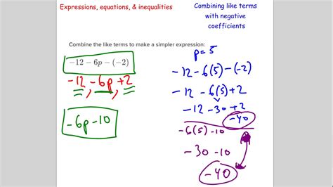 Combining Like Terms With Negative Coefficients