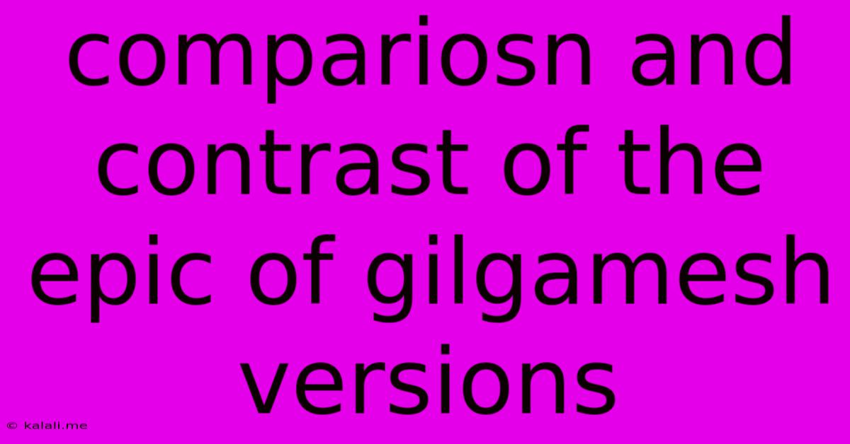 Compariosn And Contrast Of The Epic Of Gilgamesh Versions