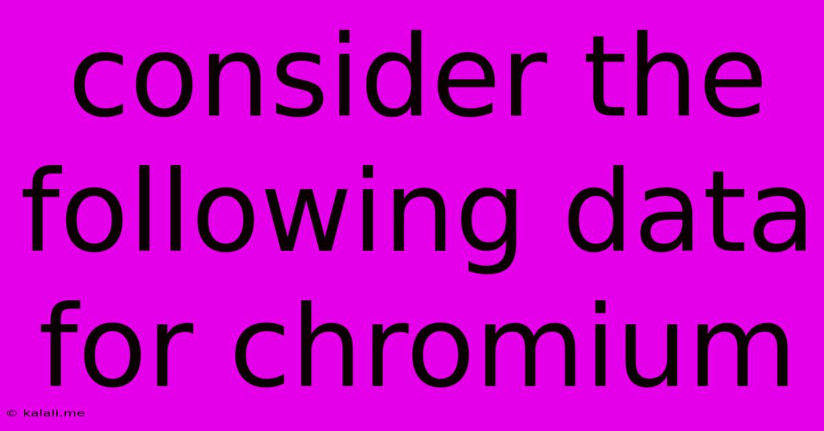 Consider The Following Data For Chromium