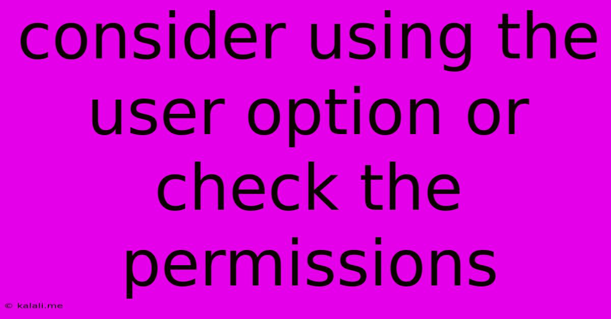 Consider Using The User Option Or Check The Permissions