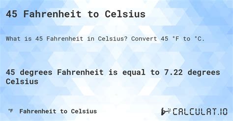 Convert 45 Degrees Celsius To Fahrenheit