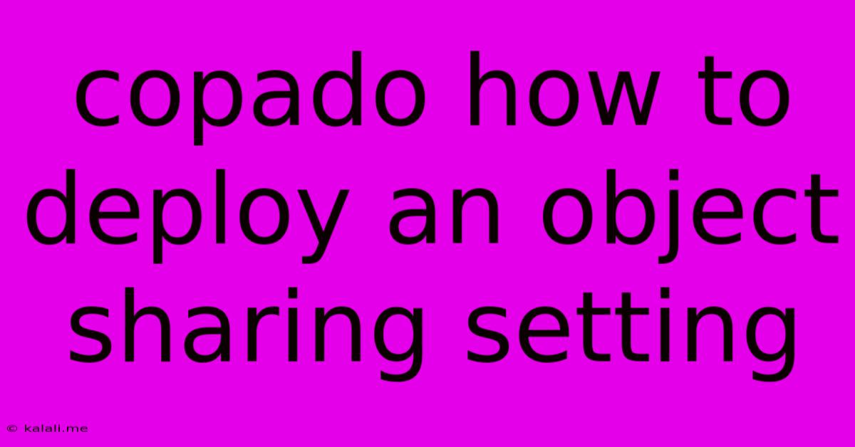 Copado How To Deploy An Object Sharing Setting