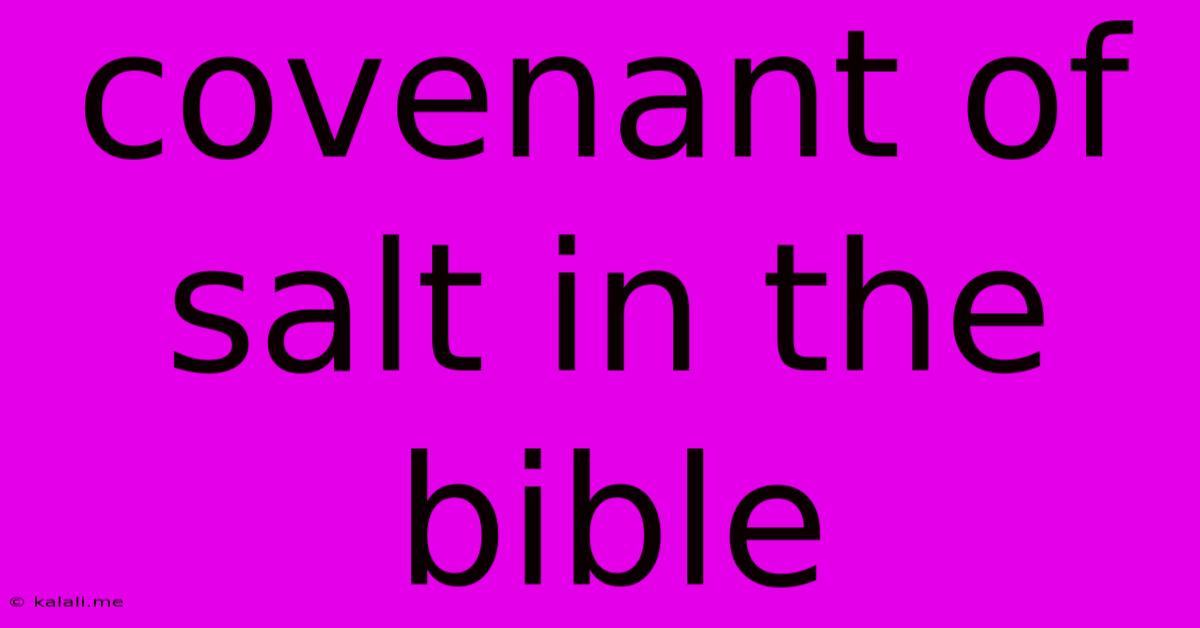 Covenant Of Salt In The Bible