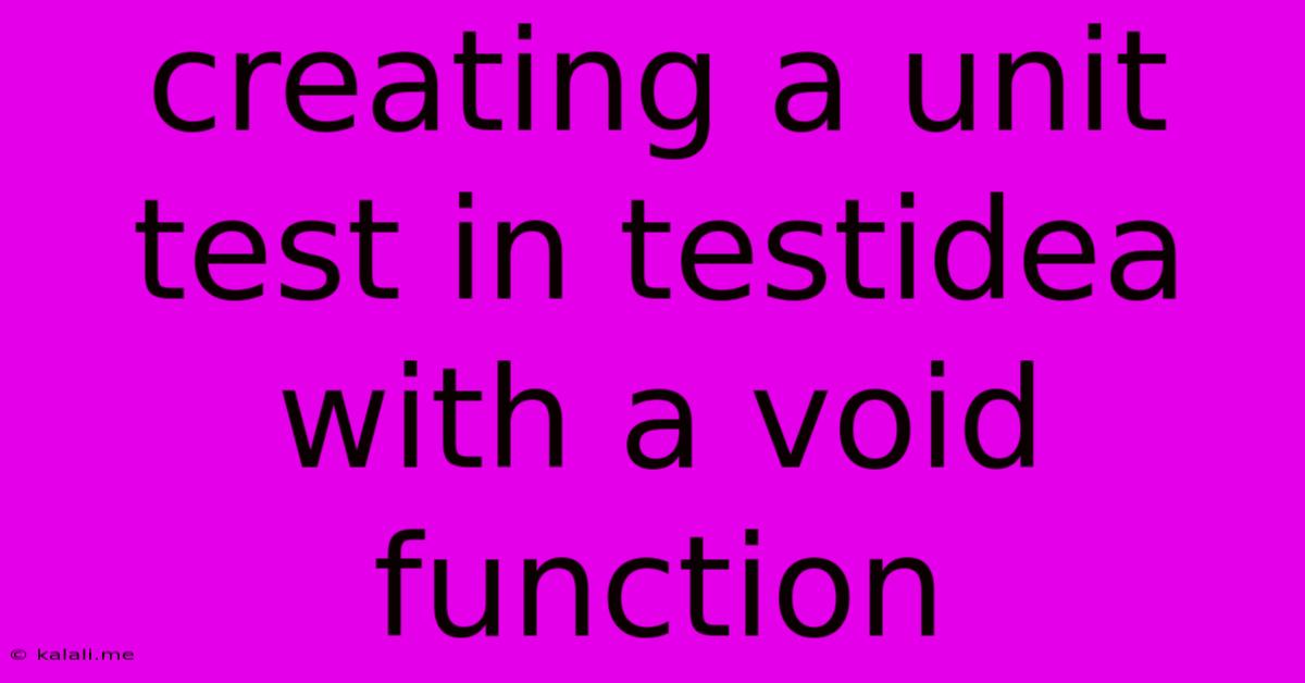 Creating A Unit Test In Testidea With A Void Function