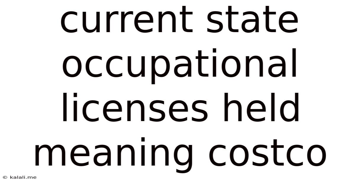 Current State Occupational Licenses Held Meaning Costco