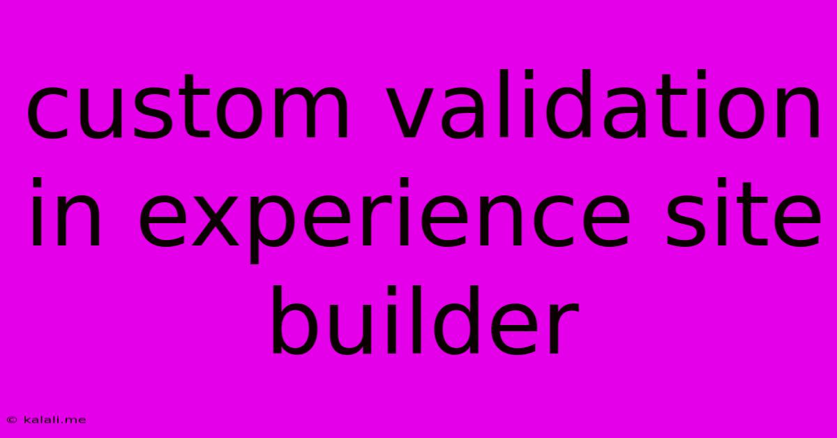Custom Validation In Experience Site Builder