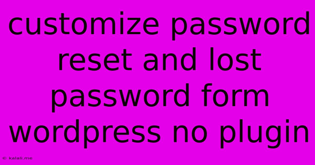 Customize Password Reset And Lost Password Form Wordpress No Plugin