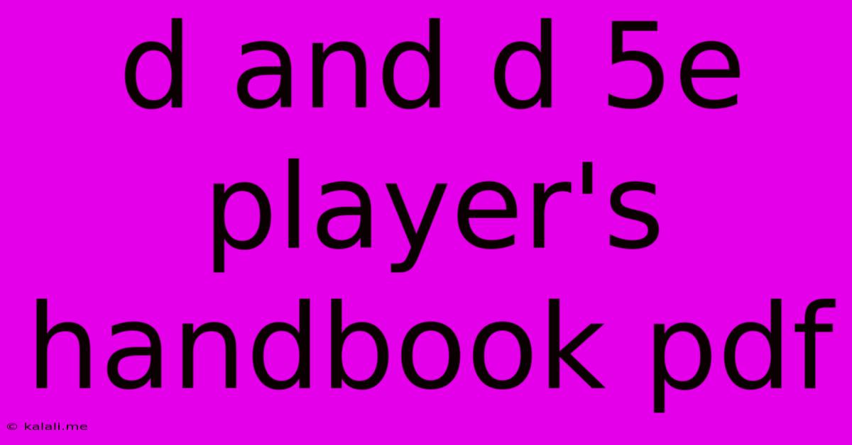 D And D 5e Player's Handbook Pdf