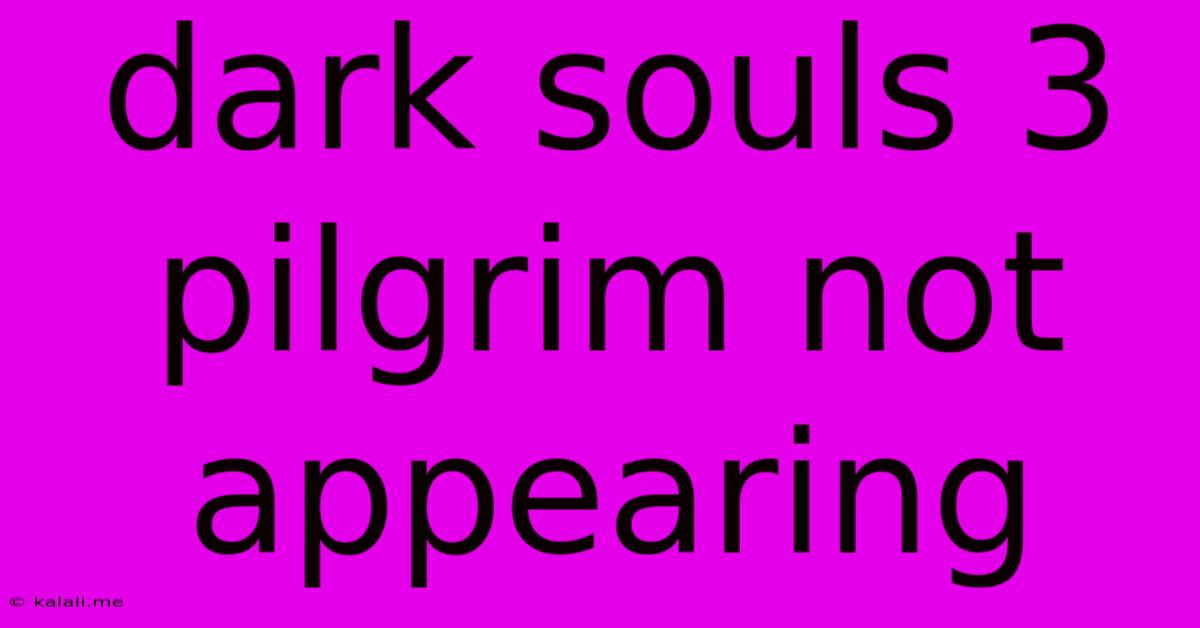 Dark Souls 3 Pilgrim Not Appearing