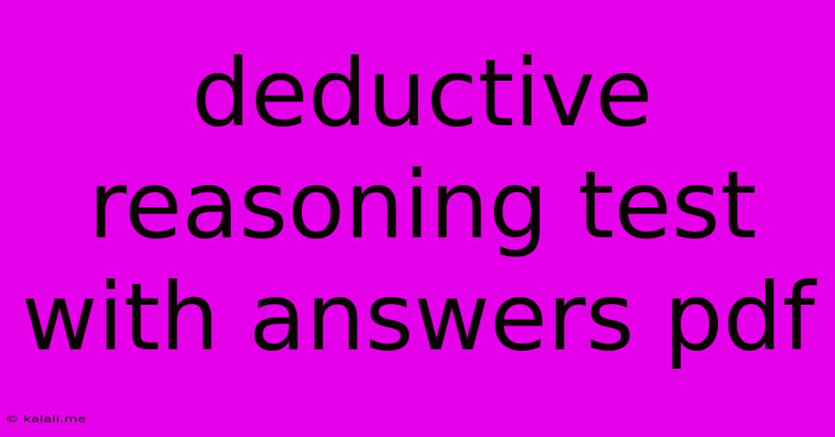Deductive Reasoning Test With Answers Pdf