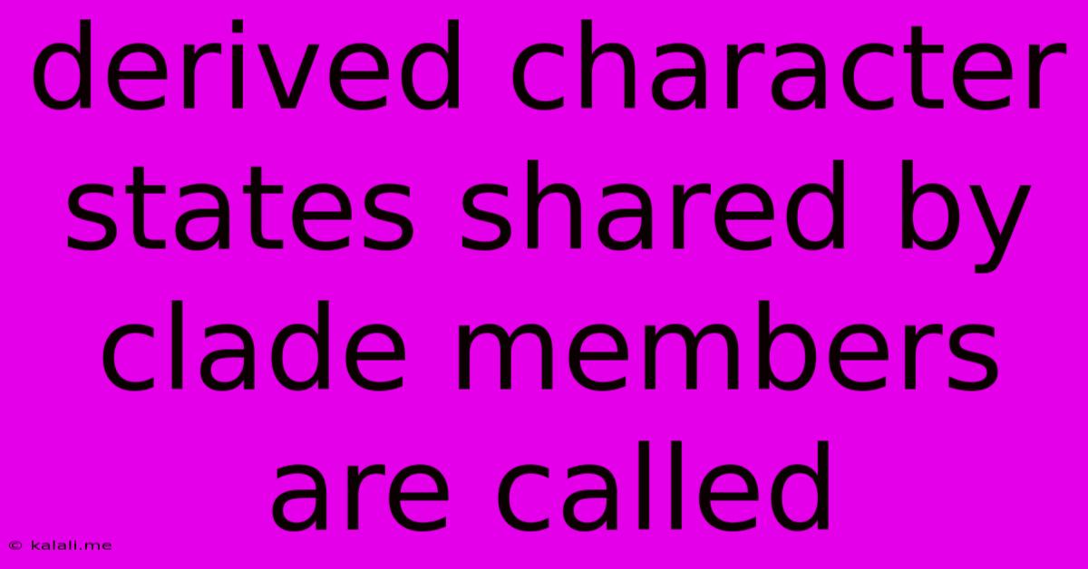 Derived Character States Shared By Clade Members Are Called