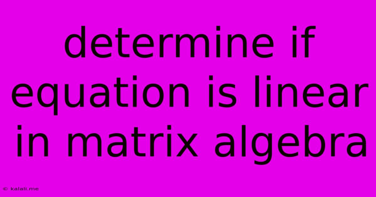 Determine If Equation Is Linear In Matrix Algebra