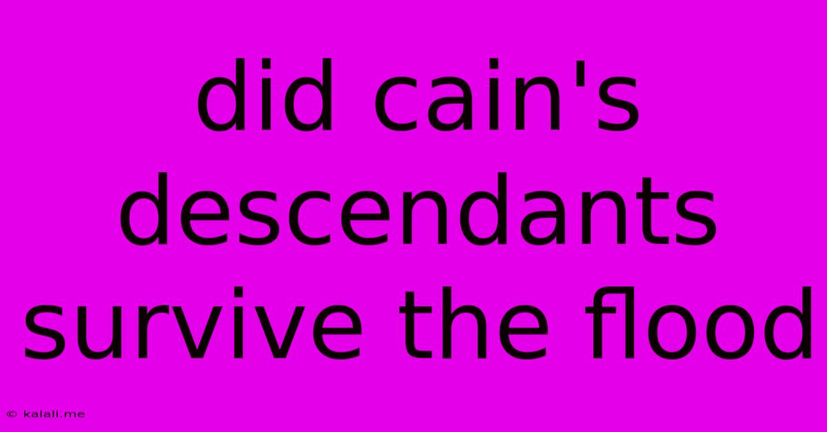 Did Cain's Descendants Survive The Flood