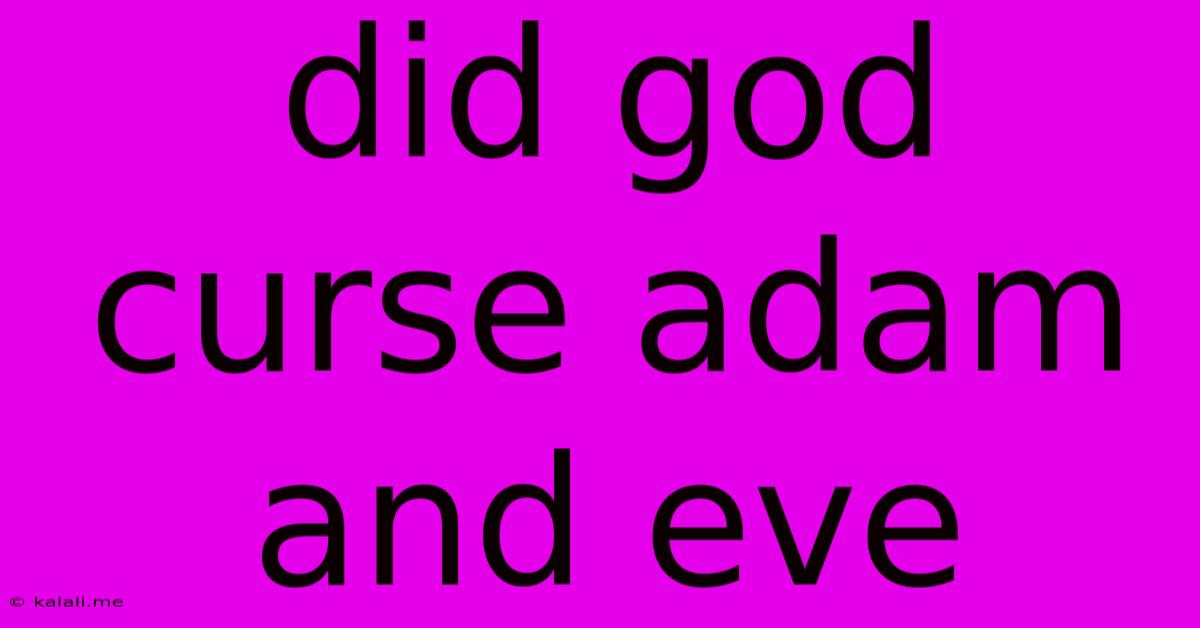 Did God Curse Adam And Eve