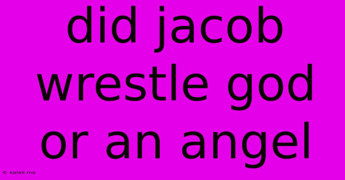Did Jacob Wrestle God Or An Angel
