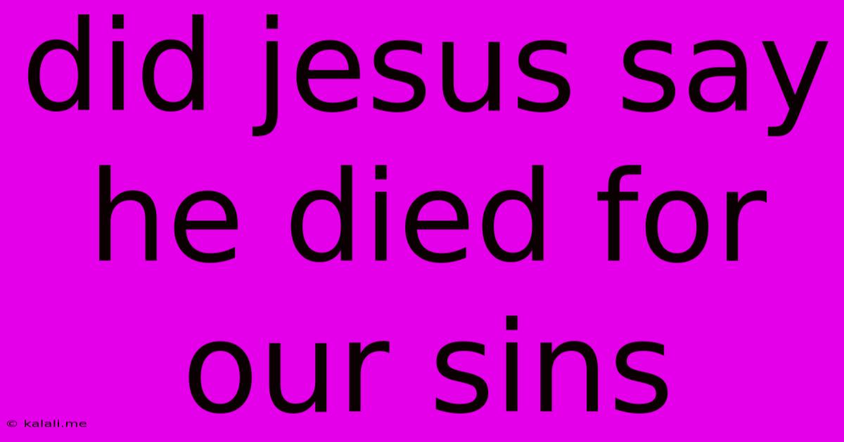 Did Jesus Say He Died For Our Sins