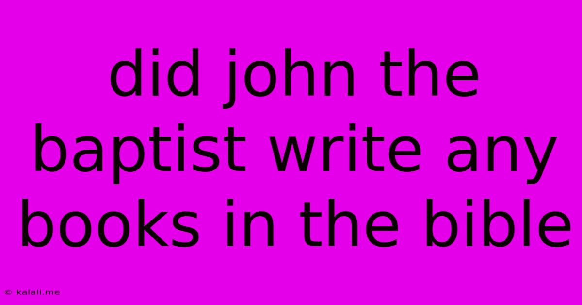 Did John The Baptist Write Any Books In The Bible
